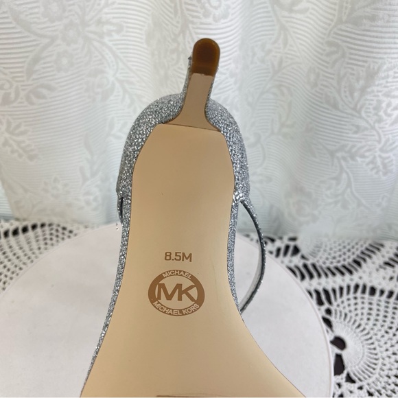Michael Kors Ava Mid Sandal Size 8.5 Silver Color NEW WITH BOX.#0679 - Picture 14 of 17